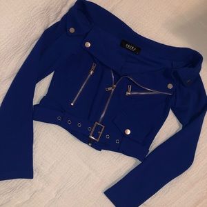 Off the shoulder crop blazer top